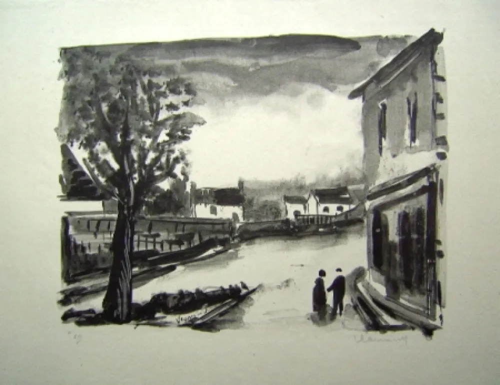 Lithograph Vlaminck - Us, la Place