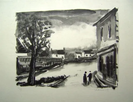 Lithograph Vlaminck - Us, la Place