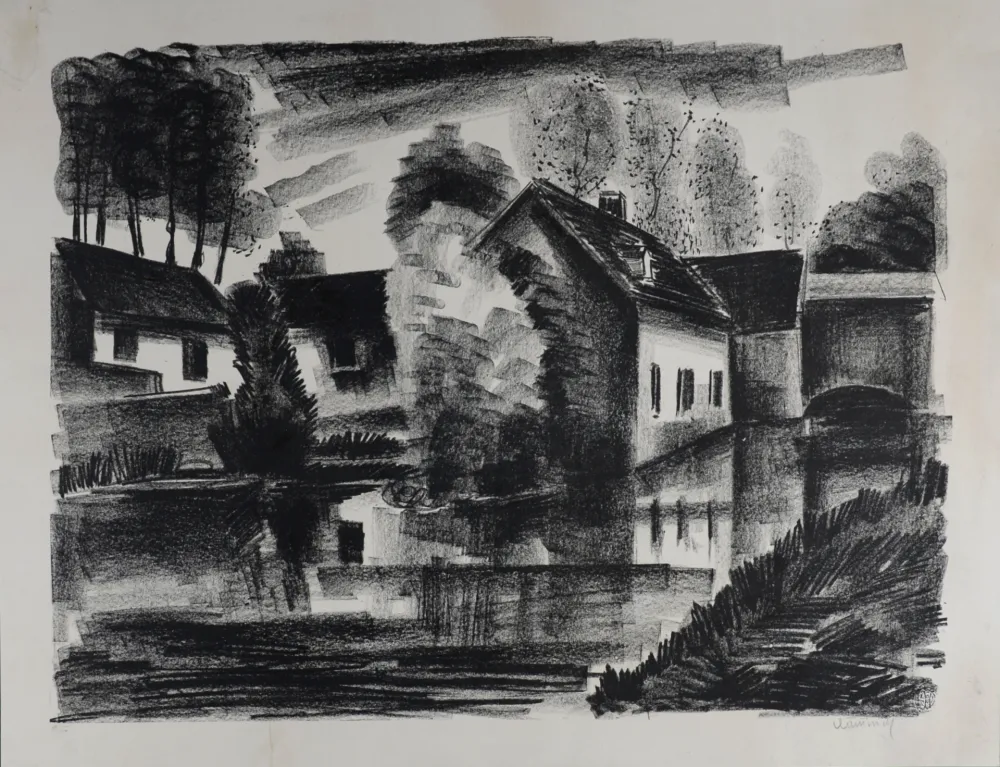 Lithograph Vlaminck - Village, c. 1920s - Hand-signed!