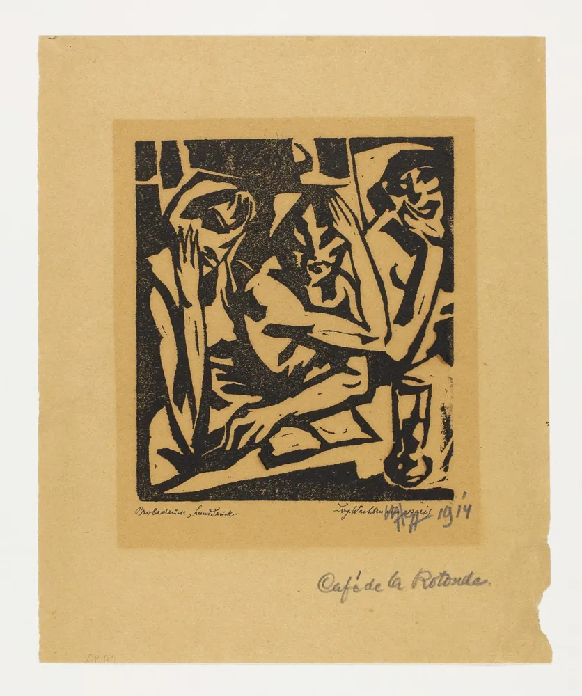 Linocut Wach - Café de la Rotonde