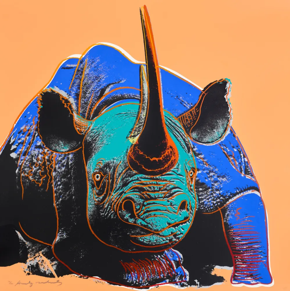 Screenprint Warhol - Black Rhinoceros