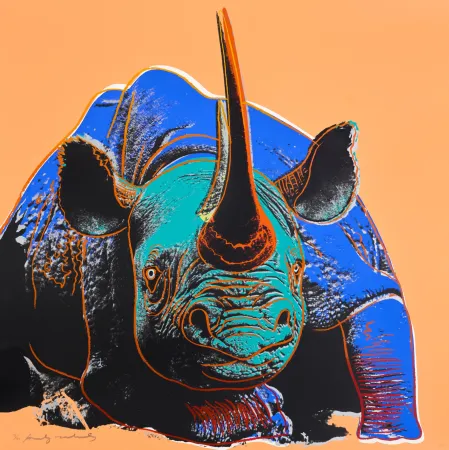 Screenprint Warhol - Black Rhinoceros
