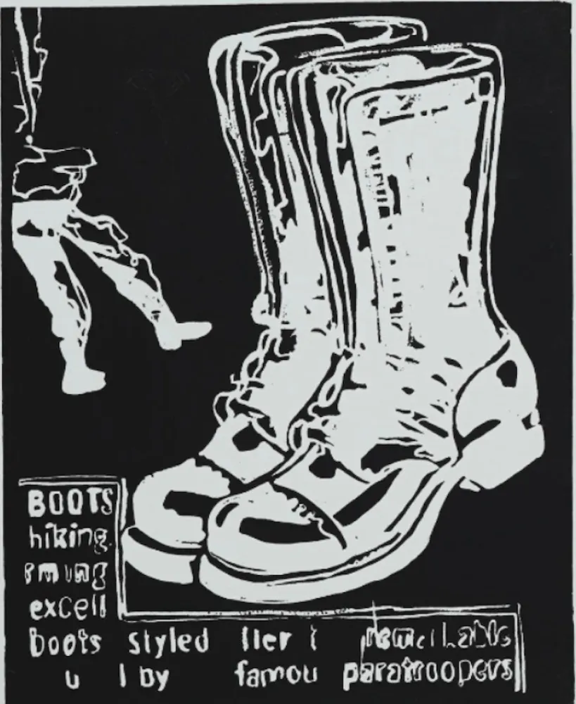 Screenprint Warhol - Paratrooper Boots Negative