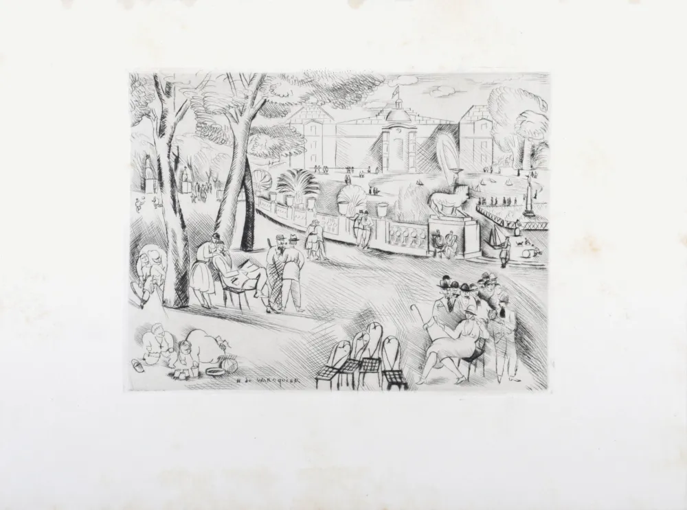 Etching Waroquier - Jardin du Luxembourg