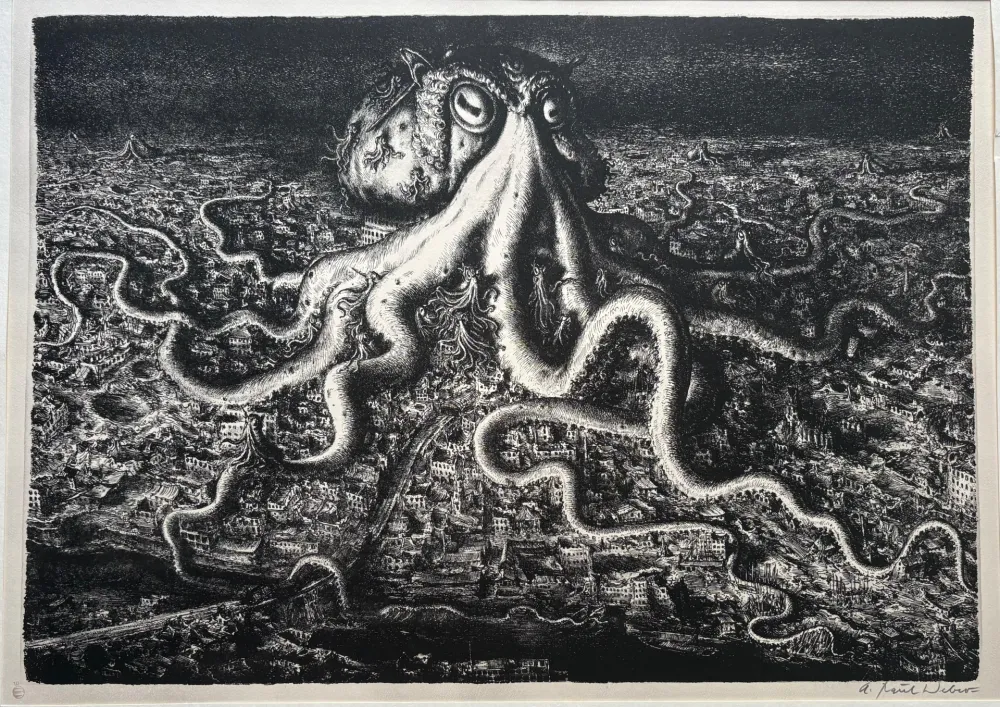 Lithograph Weber - Die große Lähmung / The Great Paralysis