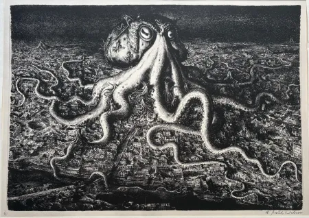 Lithograph Weber - Die große Lähmung / The Great Paralysis