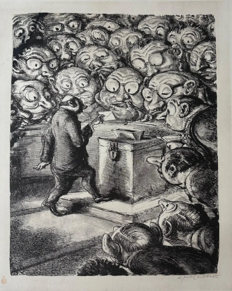 Lithograph Weber -  Die Stimme des Gewissens