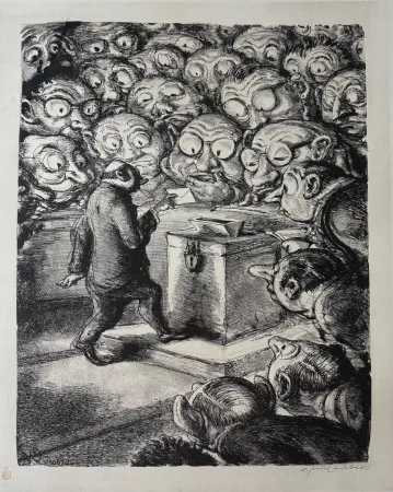Lithograph Weber -  Die Stimme des Gewissens
