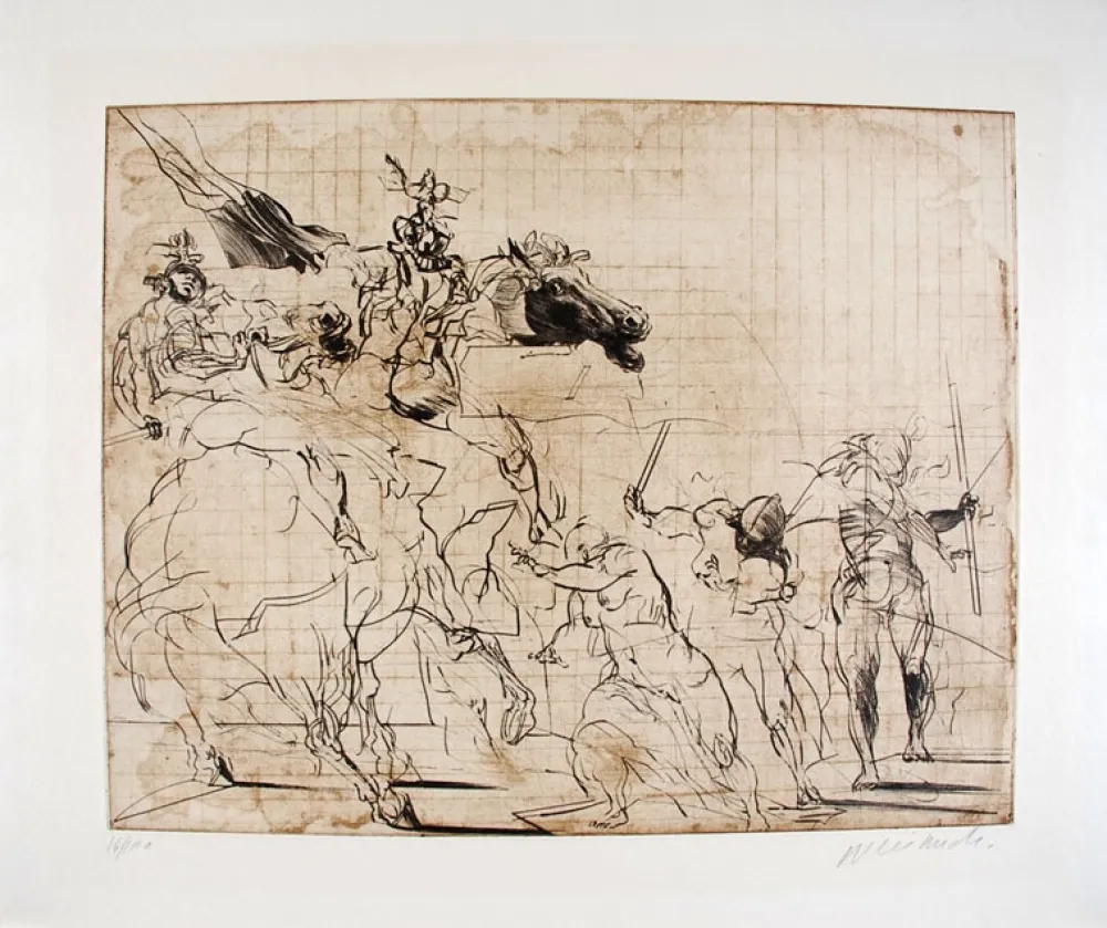 Lithograph Weisbuch - Etude pour les Sabines