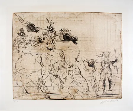 Lithograph Weisbuch - Etude pour les Sabines