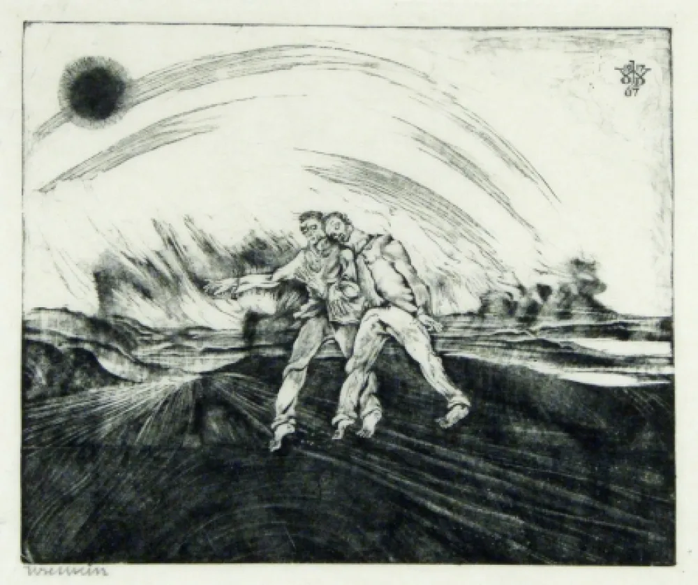 Woodcut Weisz - Der barmherzige Samariter (The Good Samaritan)