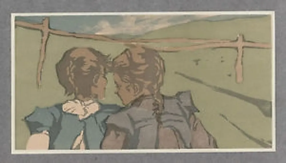 Woodcut Wenzel - Spaziergang / Taking a Walk