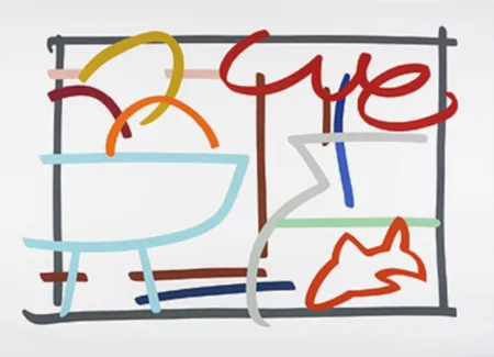 Screenprint Wesselmann - Fast sketch Still life with fruit & goldfish