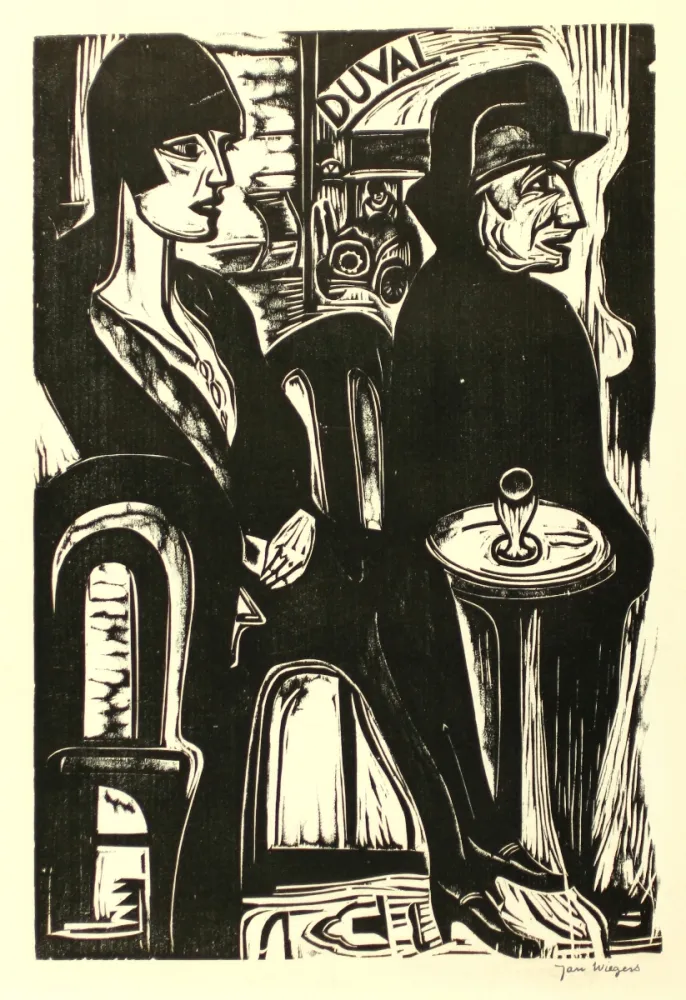 Woodcut Wiegers  - Café Duval