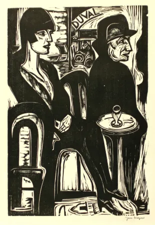 Woodcut Wiegers  - Café Duval