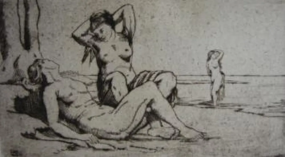 Etching Wilm - Badende Frauen / Bathing Women