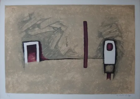 Lithograph Witold-K - Intérieur à la cheminée