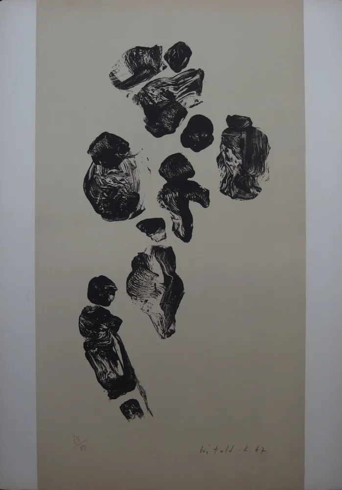 Lithograph Witold-K - Personnages sur la route