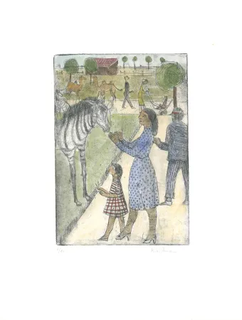 Etching Wittmann - Im Zoo / At the Zoo