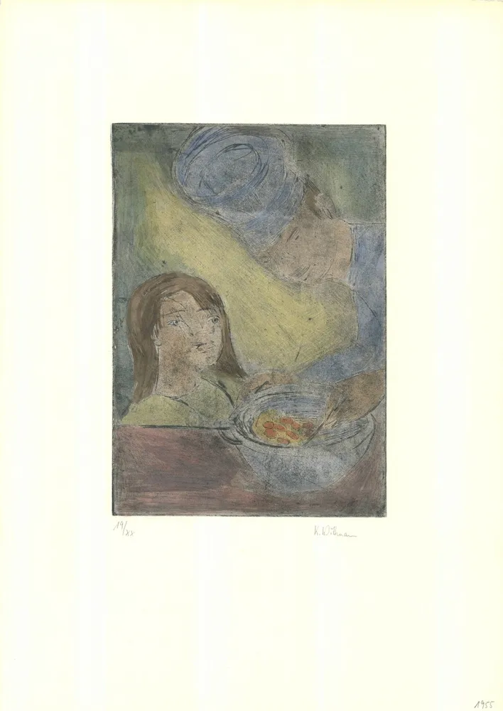 Etching And Aquatint Wittmann - Koch und Mädchen