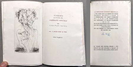 Illustrated Book Wols - Sartre. VISAGES. 4 pointes-sèches de Wols. 1 des 15 ex. sur Chine (1948)