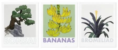Screenprint Wood - Bonsai, Banana and Bromelaid
