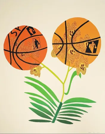 Lithograph Wood - Double Basketball Orchid (State I)