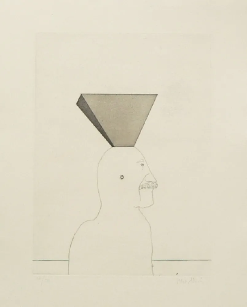 Etching And Aquatint Wunderlich - Autoportrait avec pyramide