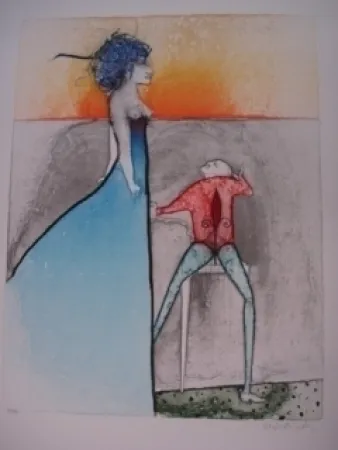 Lithograph Wunderlich -  La Belle