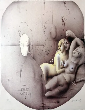 Lithograph Wunderlich - Omaggio a Ingres