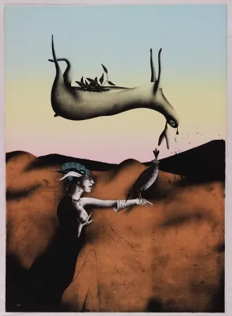 Lithograph Wunderlich - Poésie de la chasse italienne