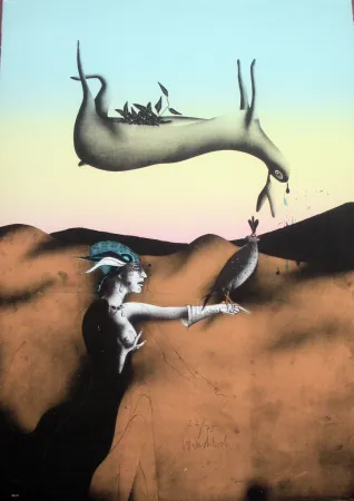 Lithograph Wunderlich - Poésie de la chasse italienne