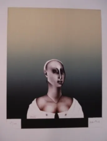 Lithograph Wunderlich - Portrait d'une dame