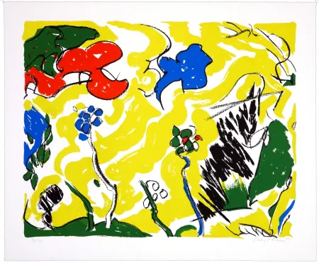 Lithograph Wyckaert - Coup de vent dans le jardin