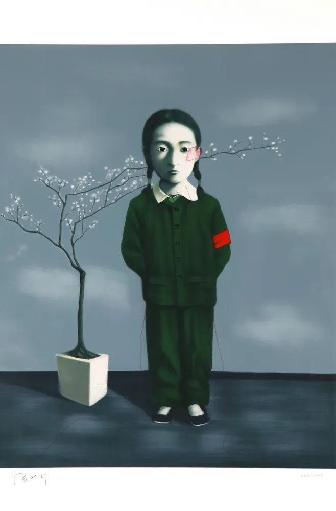 Lithograph Xiaogang - Girl and Tree - Planche No. 13