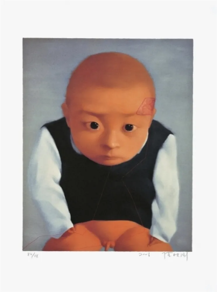 Lithograph Xiaogang - Portrait of a boy
