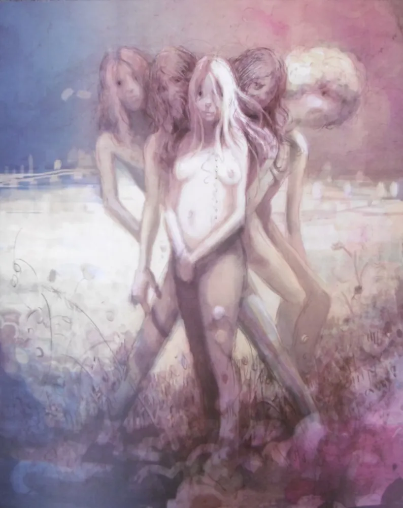 Lithograph Yuskavage - Hippies in tit Heaven