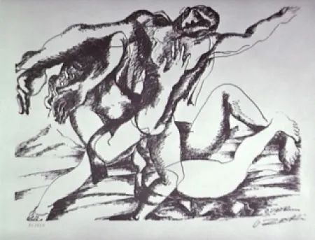 Lithograph Zadkine - Combat avec l'Amazone Hippolyte