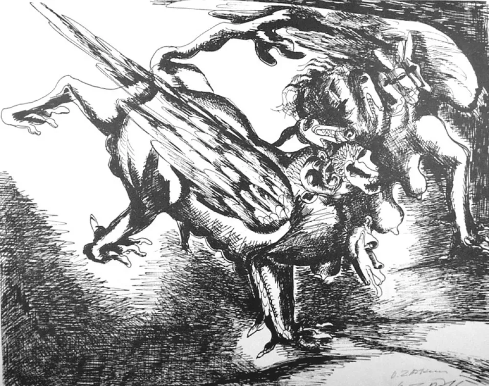 Lithograph Zadkine - Combat avec l'hydre de Lerne