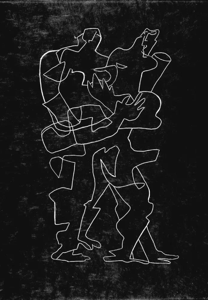 Engraving Zadkine - Efant aux mains coupées parmi les poses oriflammes
