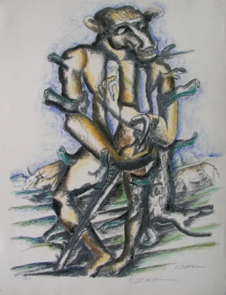 Lithograph Zadkine - Gerion
