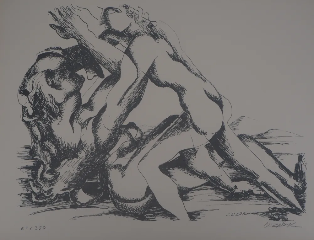 Lithograph Zadkine - Hercule et la ceinture d'Hippolyte