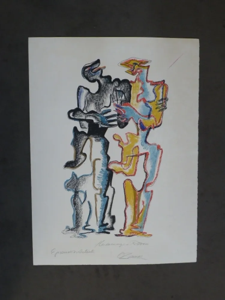 Lithograph Zadkine - Hommage à Rodin 