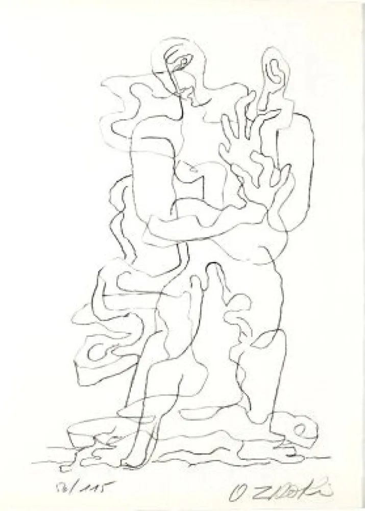 Lithograph Zadkine - Jean Cassou: vingt-deux poèms