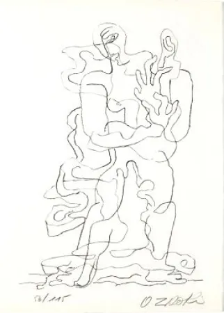 Lithograph Zadkine - Jean Cassou: vingt-deux poèms