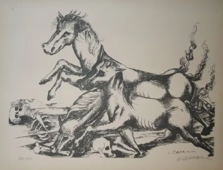 Lithograph Zadkine - Les cavales de Diomède