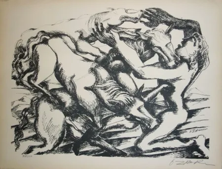 Lithograph Zadkine - Les cavales de Diomède