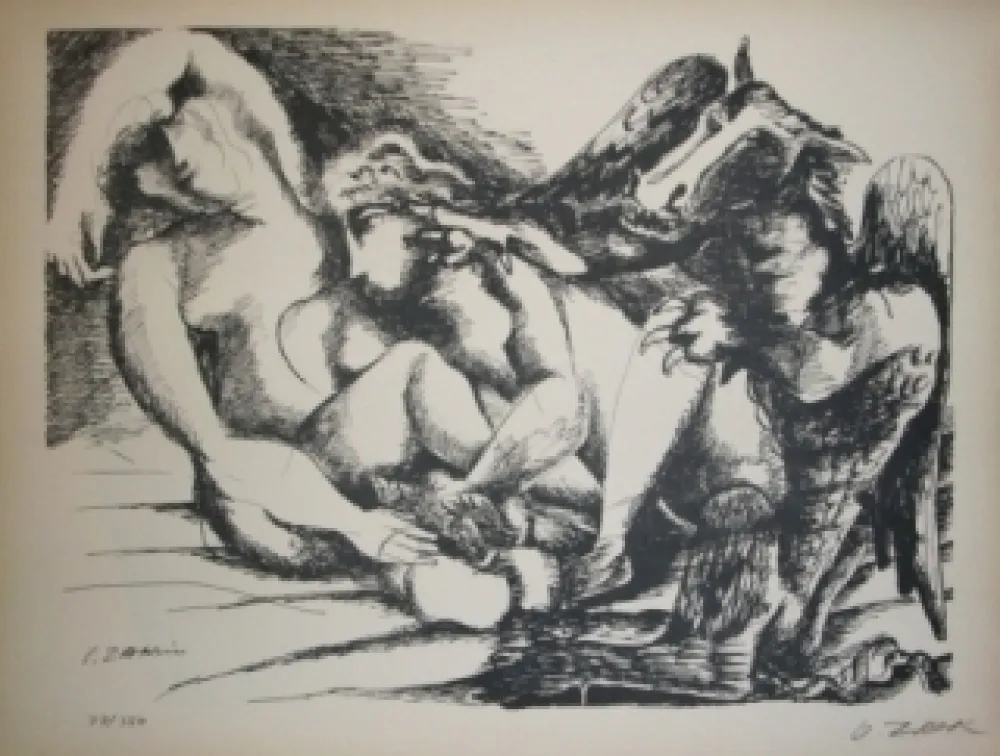 Lithograph Zadkine - Les cavales de Diomède