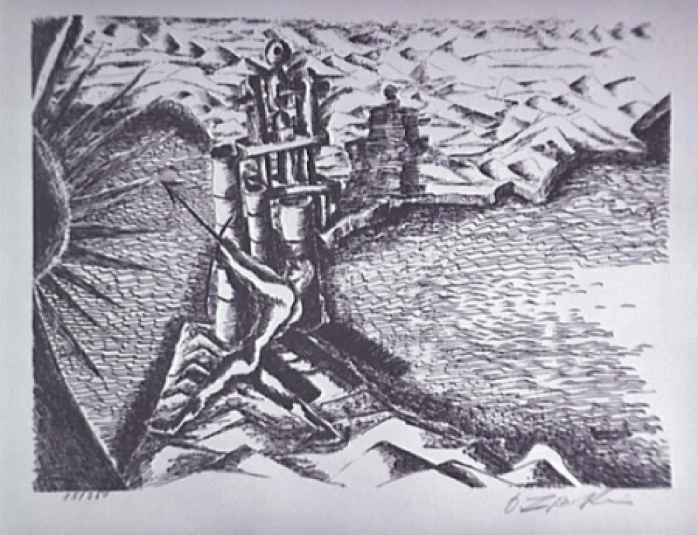 Lithograph Zadkine - Les Colonnes d'Hercule