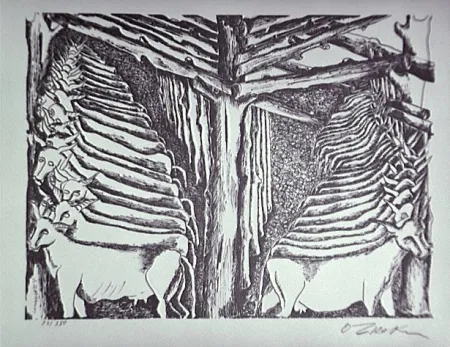 Lithograph Zadkine - Les écuries d'Augias